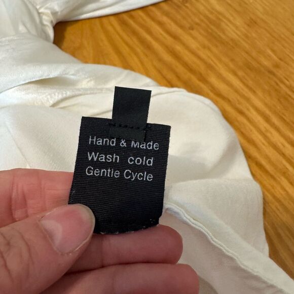 Jaga Satin Ivory Blazer Jacket Raw Hem Edges Womens SZ 1 (US 6) Tie Close Rayon - Picture 9 of 10